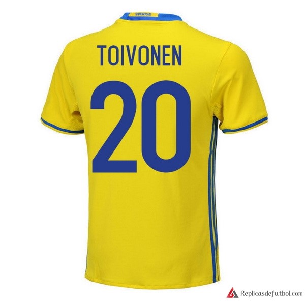 Camiseta Seleccion Sweden Primera equipación Toivonen 2018 Amarillo